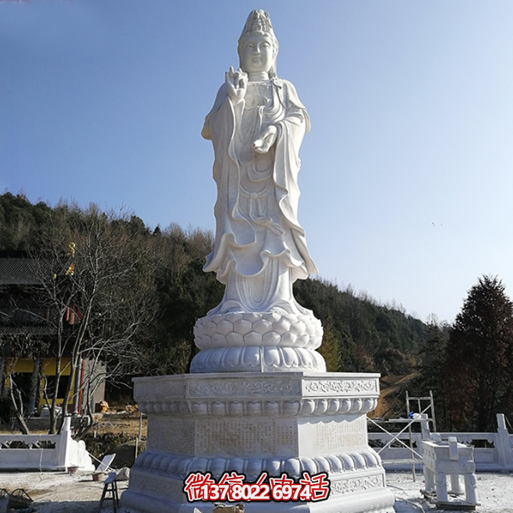 觀音佛像，漢白玉滴水觀音石雕石像