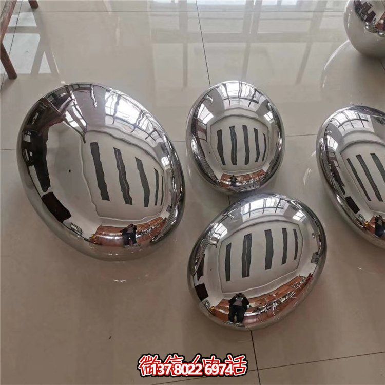 戶(hù)外園林大型水景擺件不銹鋼鏡面鵝卵石