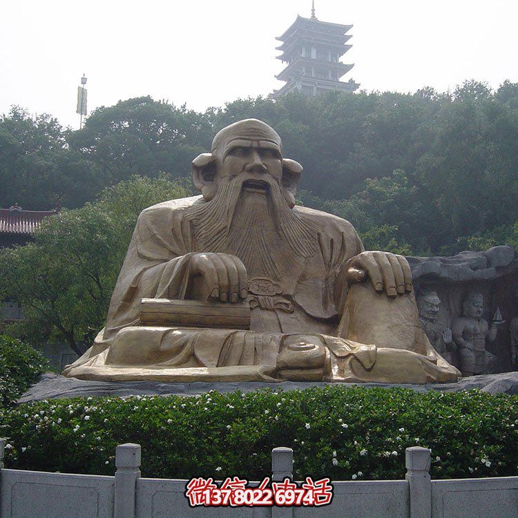 廣場(chǎng)景區(qū)大型銅雕老子，戶外仿銅古代人物雕塑