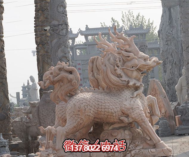 景區(qū)大型動(dòng)物景觀石雕麒麟雕塑