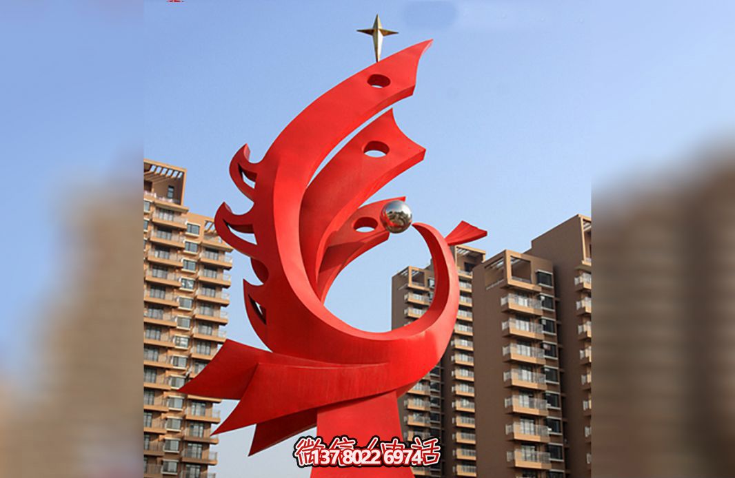 城市創(chuàng)意抽象玻璃鋼紅色鳳凰雕塑 城市創(chuàng)意抽象玻璃鋼紅色鳳凰雕塑