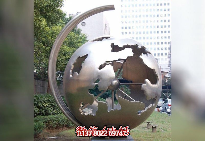 公園廣場創(chuàng)意抽象藝術(shù)鏡面不銹鋼地球儀雕塑
