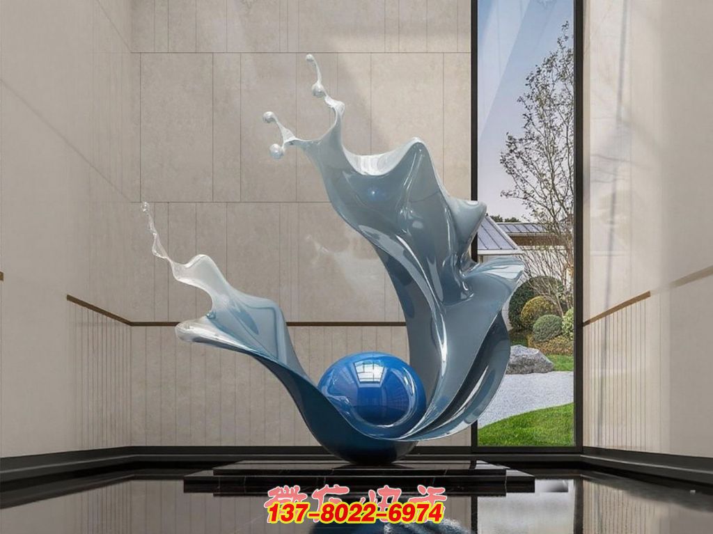 靈動(dòng)水滴：不銹鋼演繹的抽象景觀韻律之舞