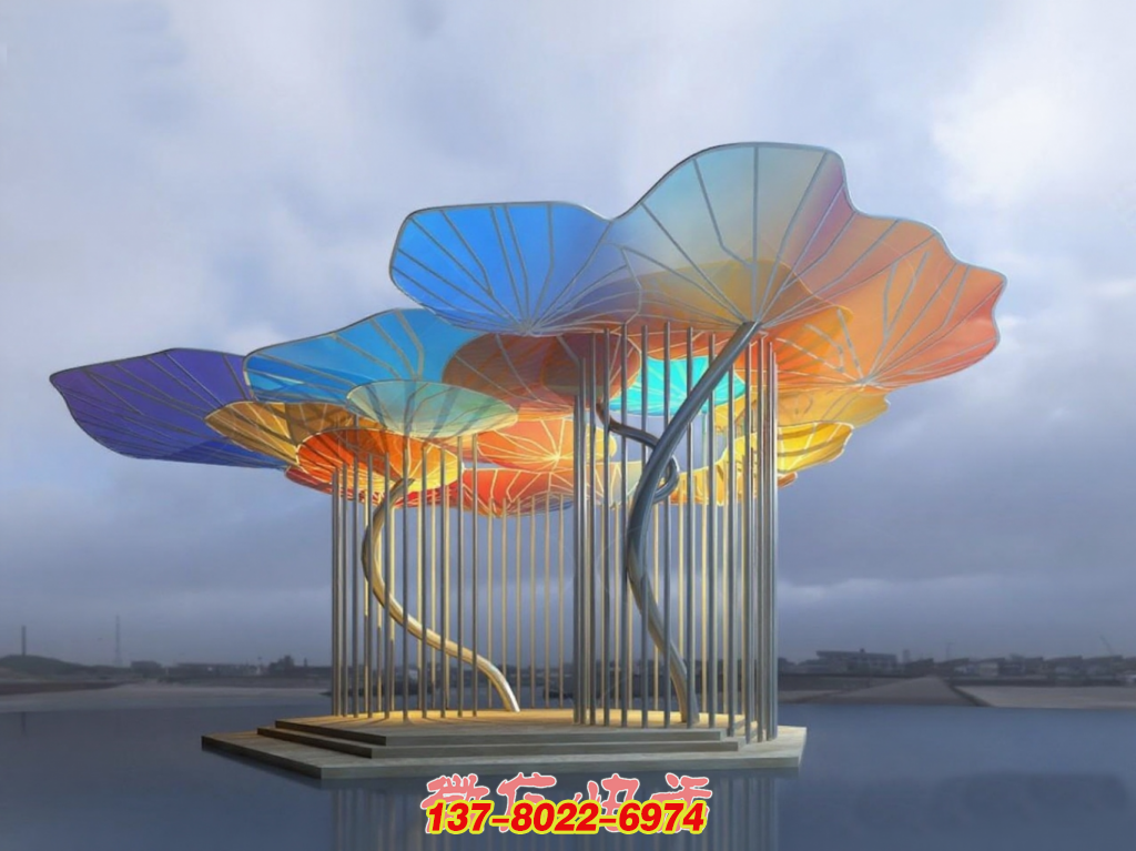 荷影幻彩：戶外不銹鋼景觀雕塑的自然禮贊
